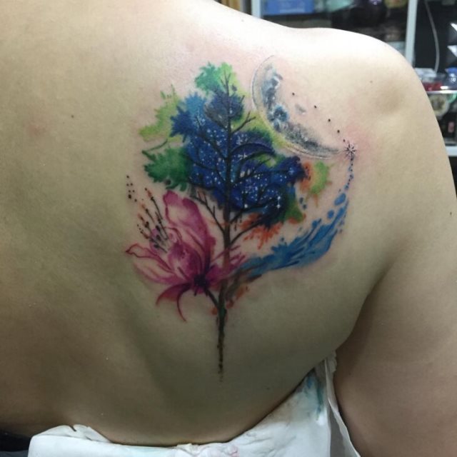 tattoo feminin arbre 76