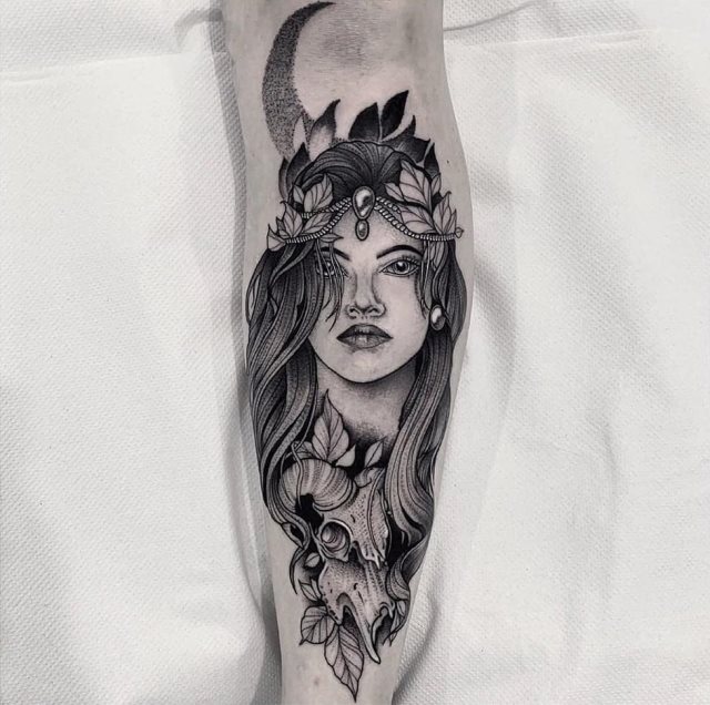 tattoo feminin pour tibia 32