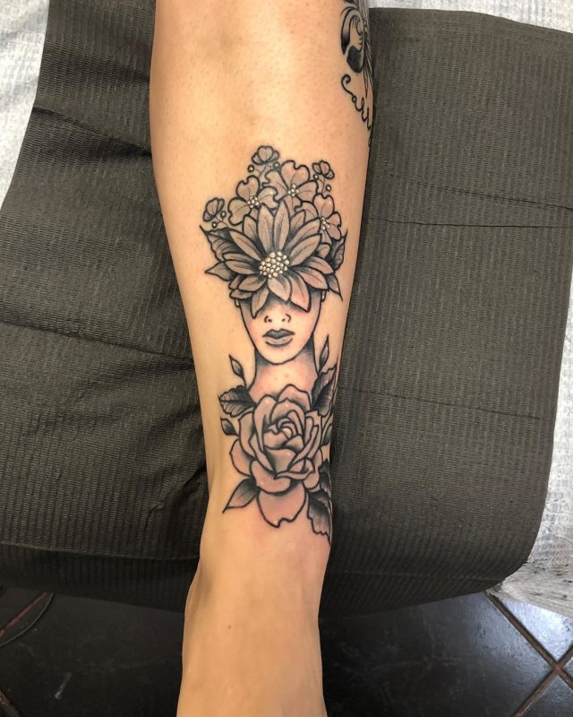 tattoo feminin pour tibia 40