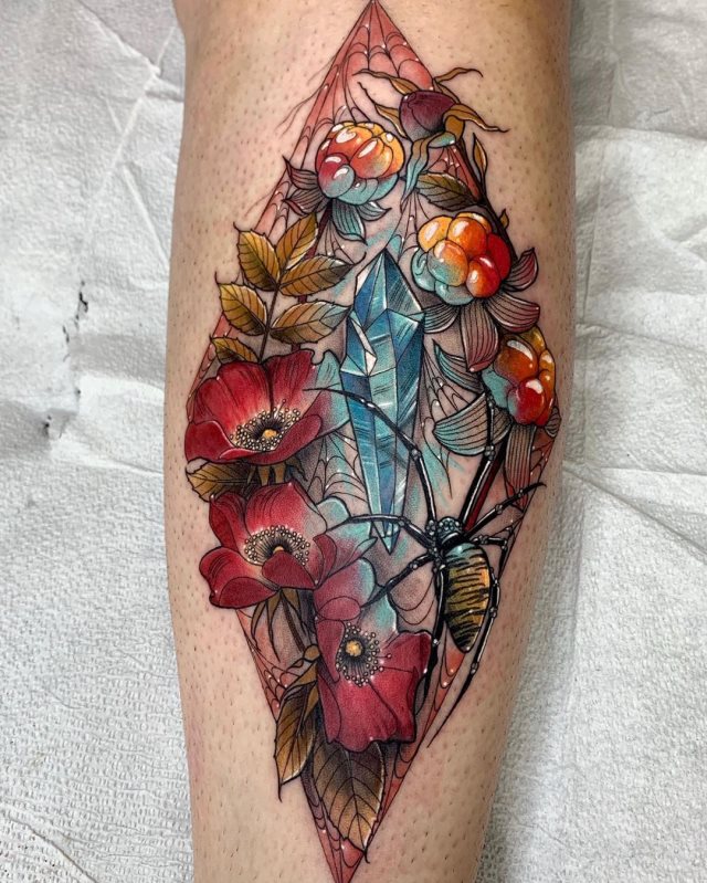 tattoo feminin pour tibia 50