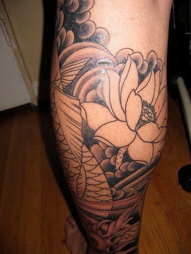 tatouage fleur lotus 1007