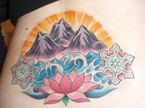 tatouage fleur lotus 1047