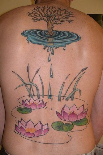 tatouage fleur lotus 1068