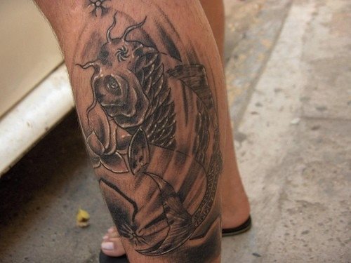 tatouage mollet jambe 1047