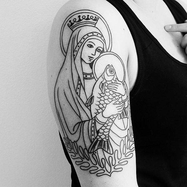 tatouage vierge marie 117