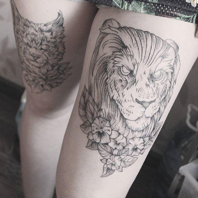 tatouage lion 77