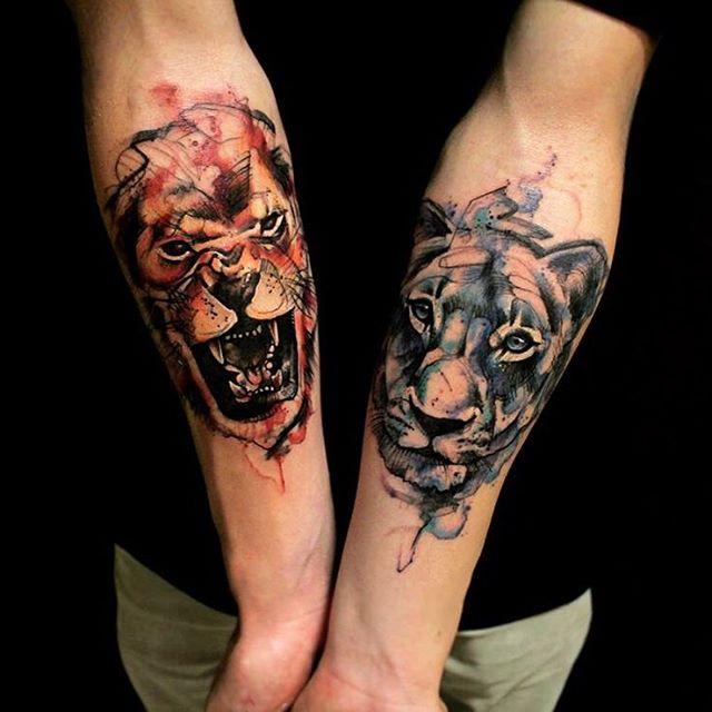 tatouage lion 91