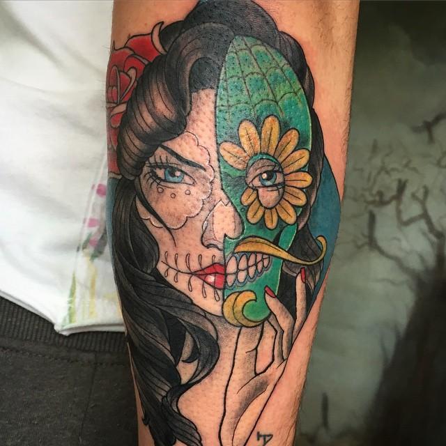 tatouage tete de mort mexicaine 101