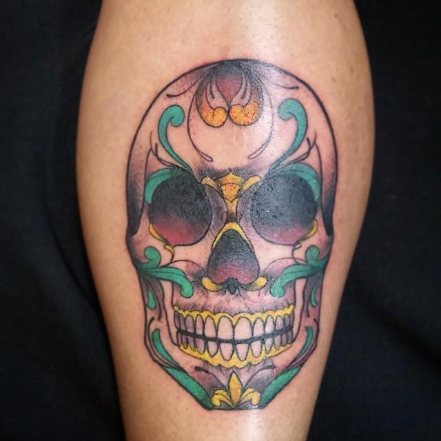 tatouage tete de mort mexicaine 113
