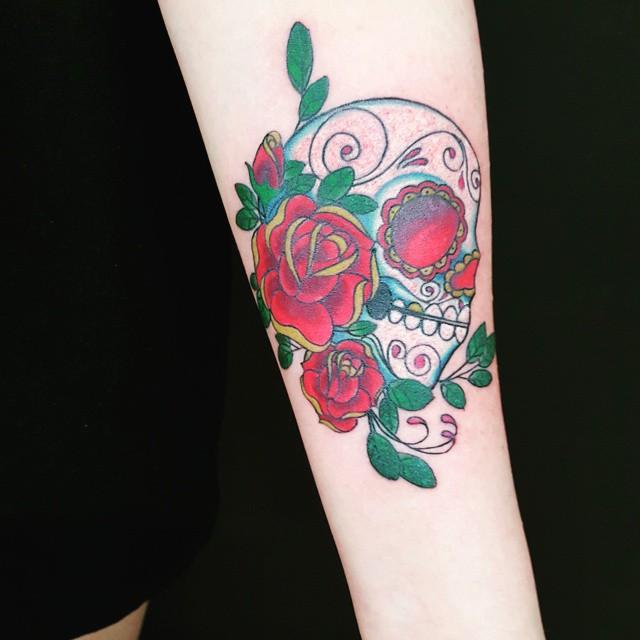 tatouage tete de mort mexicaine 119