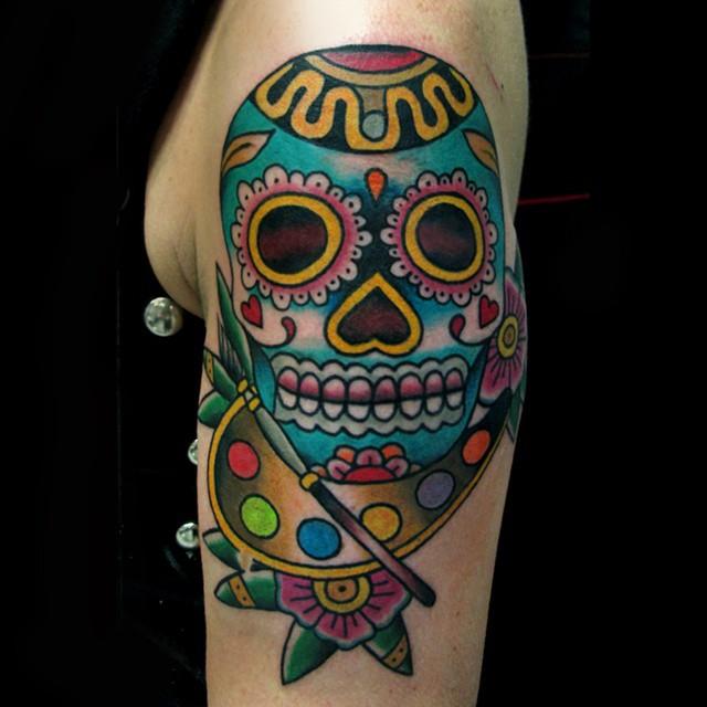 tatouage tete de mort mexicaine 63