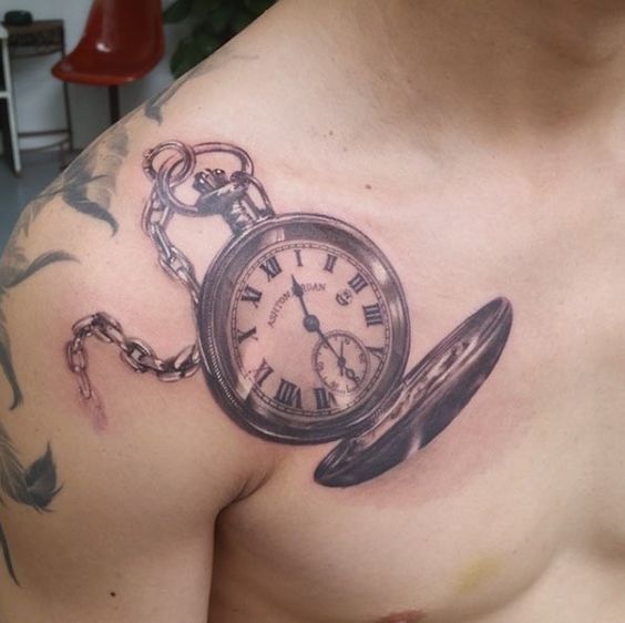 tatouage horloge montre 133