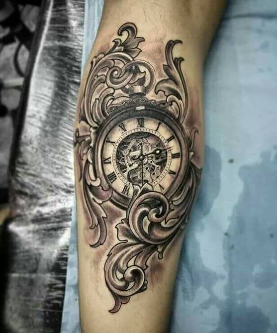 tatouage horloge montre 159