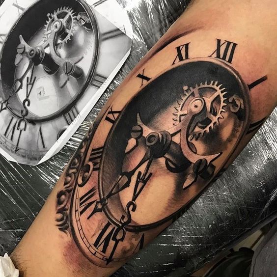 tatouage horloge montre 171