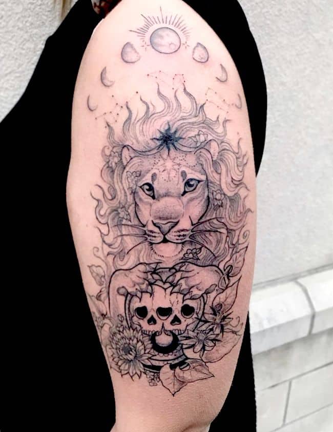 tatouage lion 50