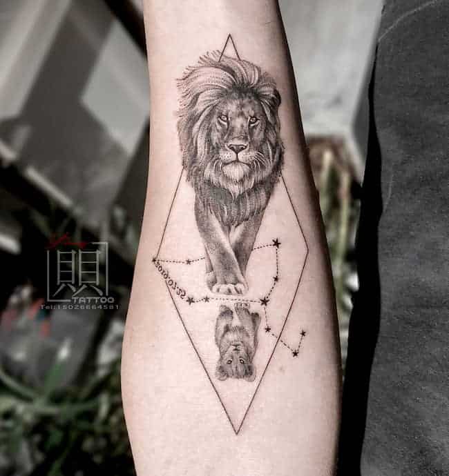 tatouage lion 68