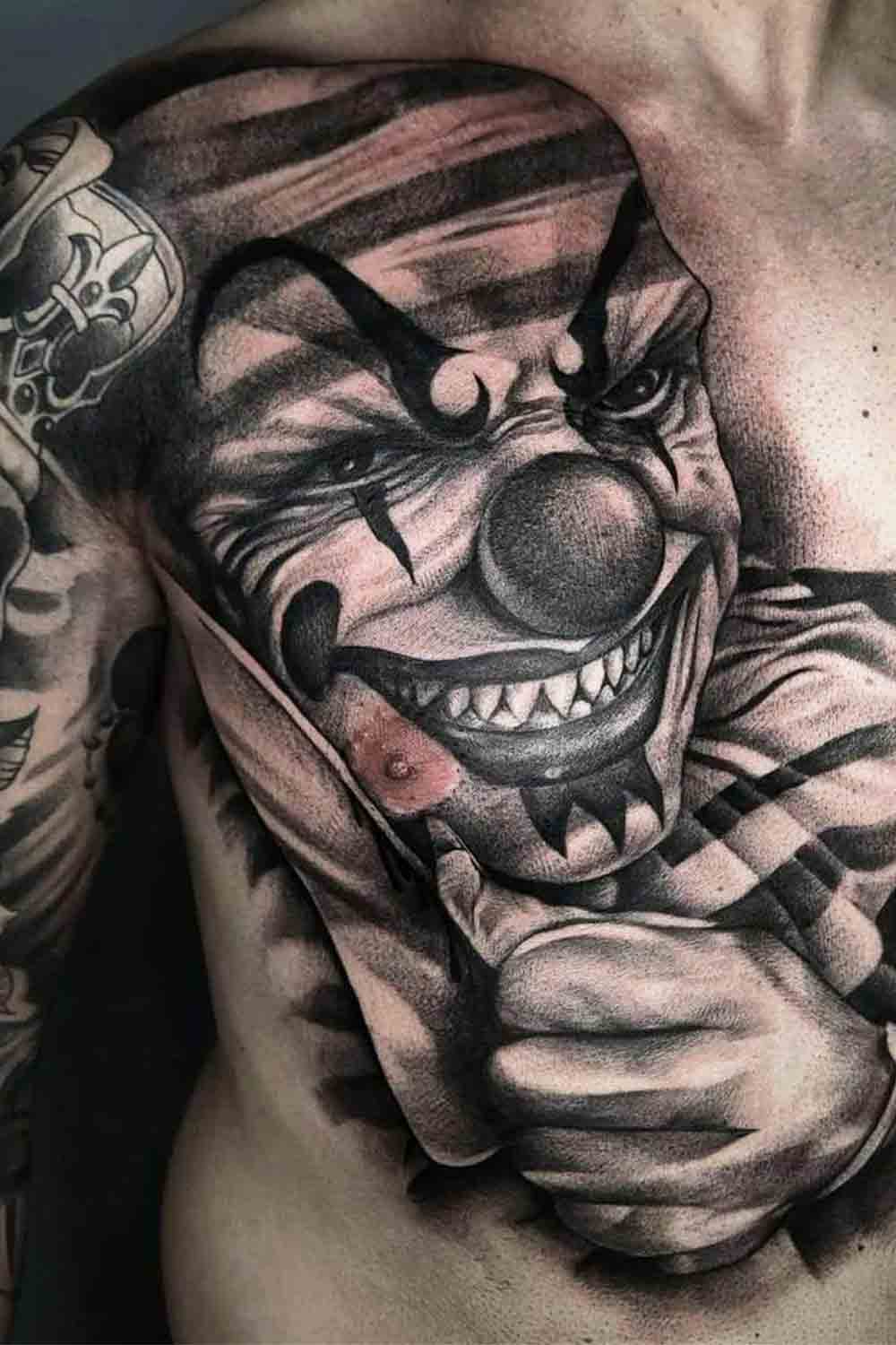 tatouage masculin de clown 109