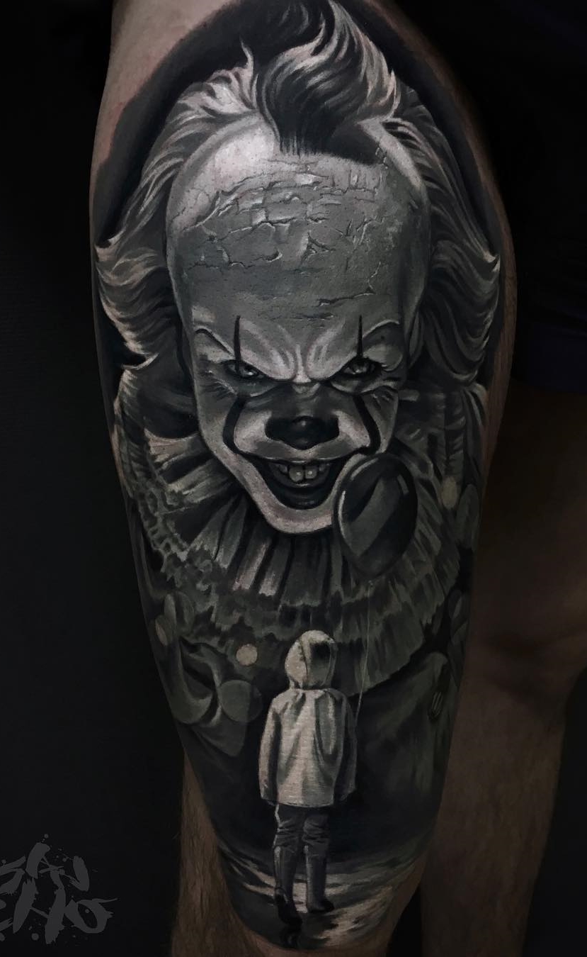 tatouage masculin de clown 66