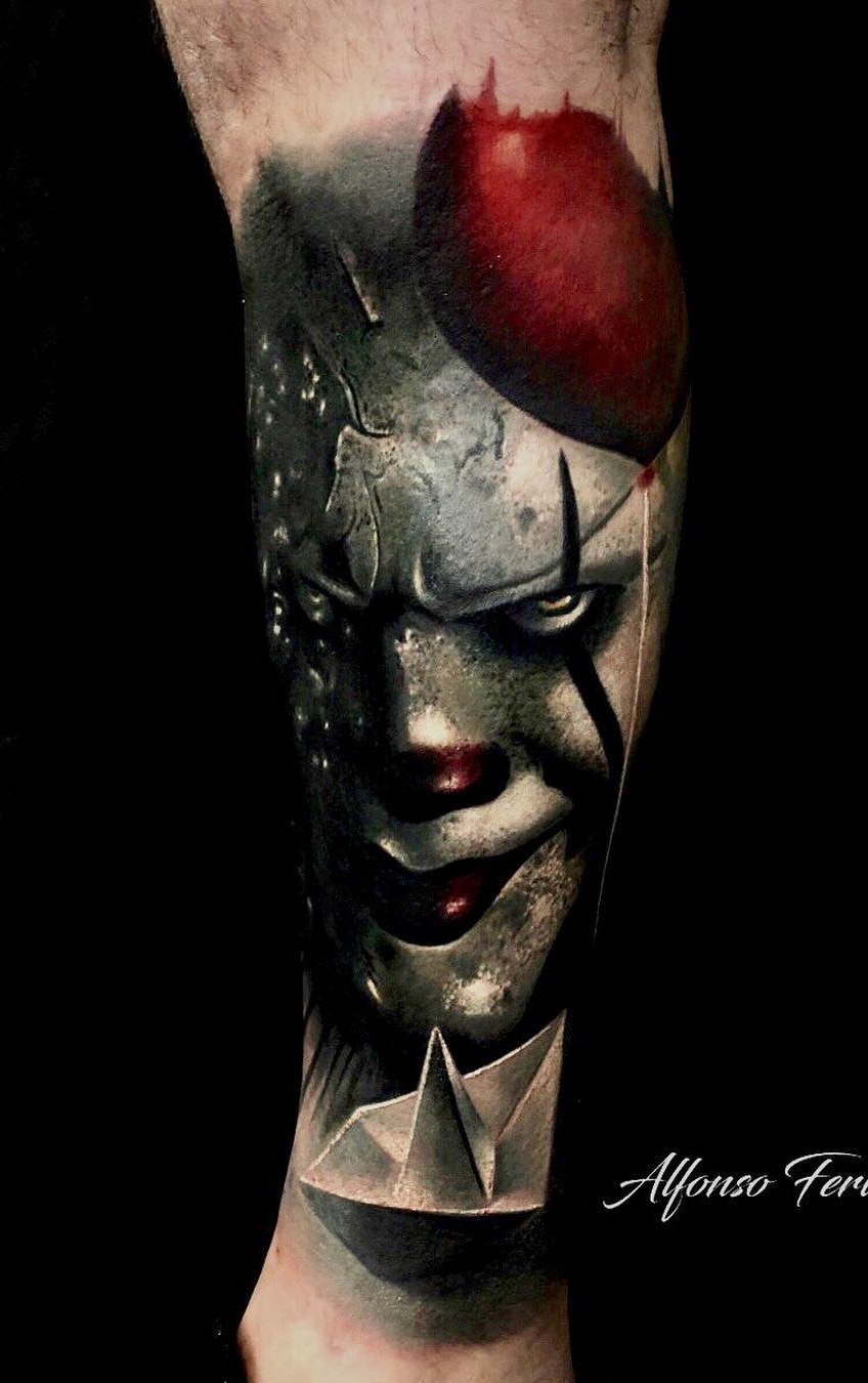 tatouage masculin de clown 70
